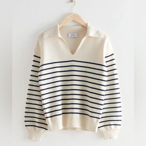 & Other Stories Relaxed Cotton Collared Sweater (Size XS)